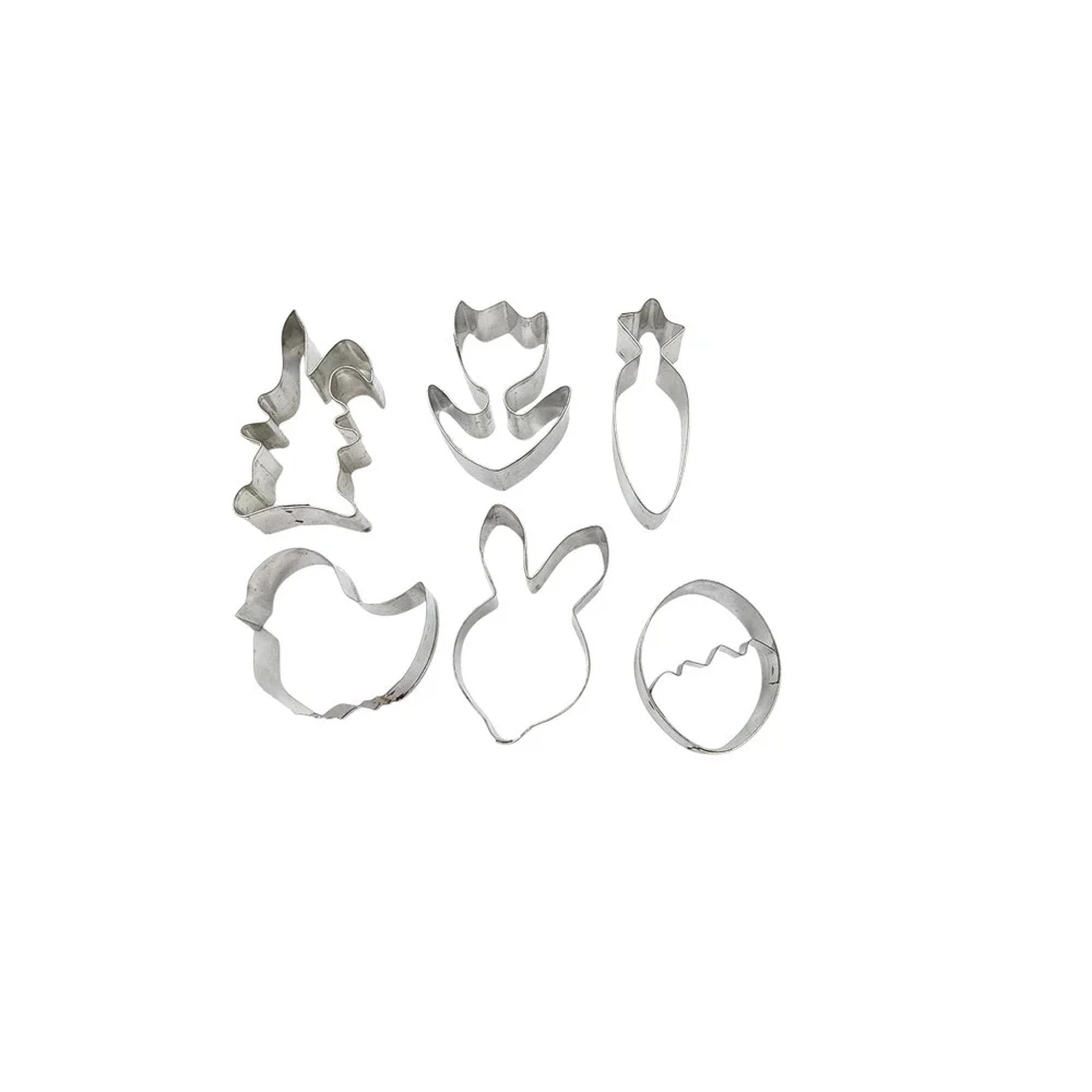 Easter Metal Mini Cookie Cutters Set Of 6 With Tin Bunny Eggs Animal Shapes